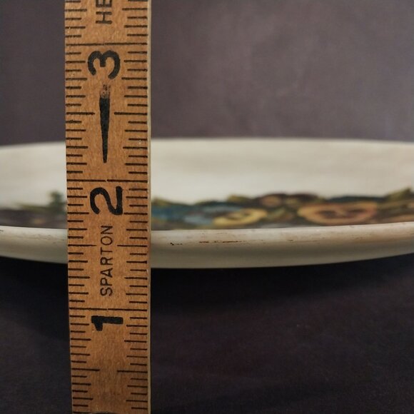 Large Vintage Pansies Hand Painted Platter Plate Glass Or Porcelain Stunning - Picture 8 of 8